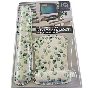 IQ Headquarters Keyboard & Mouse Pad Eucalyptus Print Memory Foam Wrist Support - Picture 1 of 4