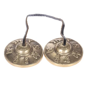 Tibetan Meditation Tingsha Cymbal Bell with Buddhist Symbols F9S3 - Picture 1 of 8