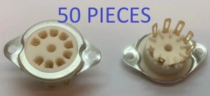 ENCHUFES DE MONTAJE DE CHASIS B9A HECHOS EN JAPÓN VÁLVULA DE TUBO DE PASADORES CHAPADOS EN ORO. 50 PIEZAS - Imagen 1 de 3