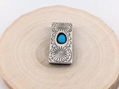 Navajo Sterling Silver Money Clip Cowboy Boot Turquoise Men's Wallet Accessory - Image 1 of 4