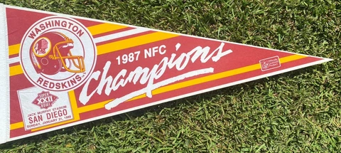WASHINGTON REDSKINS SUPER BOWL XXII/NFC CHAMPS -- ORIGINAL VINTAGE PENNANT Cover