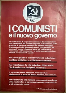 I COMUNISTI E IL NUOVO GOVERNO -Poster originale propaganda -P.C.I.-1976 - - Foto 1 di 1