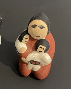 Pueblo Keramik Geschichtenerzähler mit 2 Kindern Indianer Kunst - Bild 1 von 7