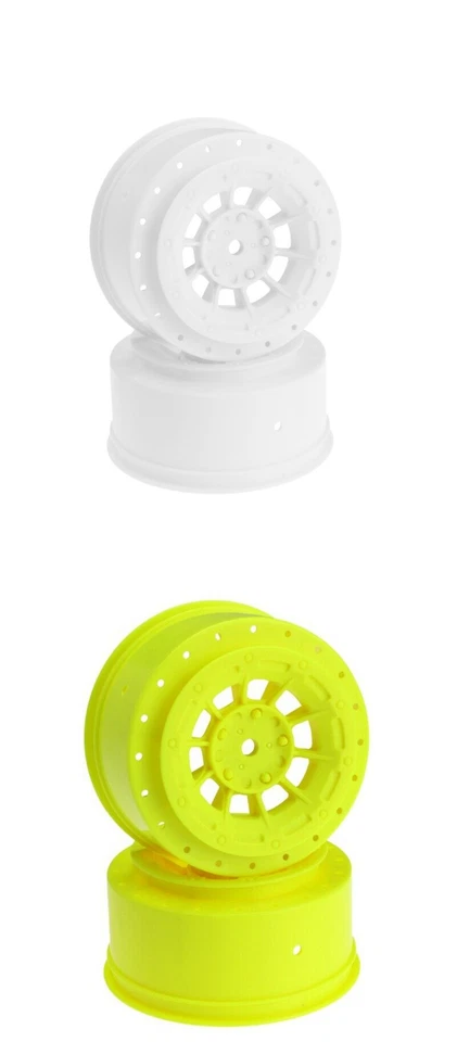 JConcepts 3344 3351 3352 Hazard 12mm SC6.1 Losi Tekno Slash Wheels White Yellow - Image 1 of 1
