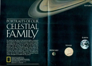 VINTAGE - NATIONAL GEOGRAPHIC MAP - PORTRAITS OF OUR CELESTIAL FAMILY - 1990 - Picture 1 of 1