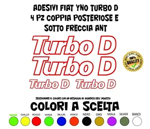 Set 4 Adesivi Fiat Uno Turbo D coppia posteriore e sotto freccia ant vinile pvc  - Afbeelding 1 van 1