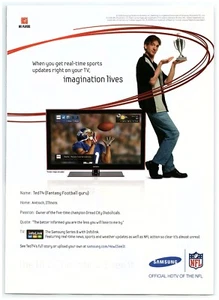 2008 Samsung Series 8 HDTV Print Ad, NFL Fantasy Football Guru Ted74 Antioch IL - Picture 1 of 1