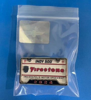 NEW 2024 FIRESTONE INDIANAPOLIS INDY 500 LICENSE PLATE COLLECTIBLE LAPEL HAT PIN - Image 1 of 4