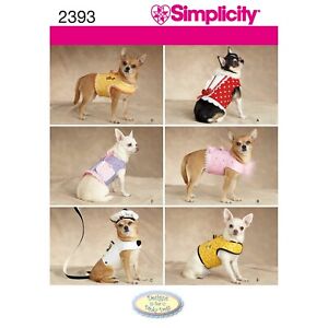 SIMPLICITY 2393 DOG COATS Sewing Pattern Sizes XXS-XS-S-M FOR SMALLER DOGS