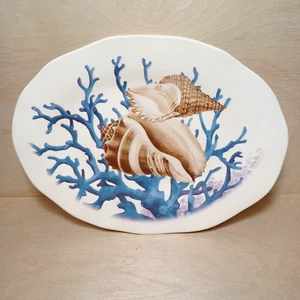 EFFETTI D ARTE ETICO MADE IN ITALY BLUE CORAL SHELLS  14.5" SERVING PLATTER - Picture 1 of 7