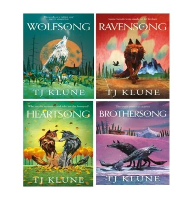 TJ Klune Collection 4 Books Set Ravensong , Wolfsong , Heartsong ,Brothersong PB