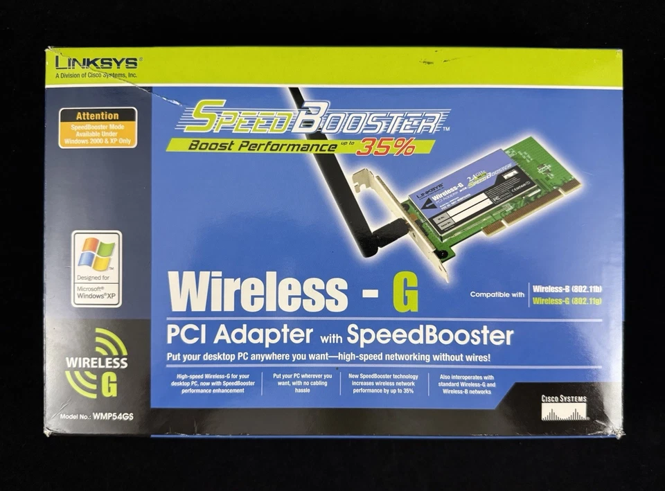 Linksys Wireless-G PCI Adapter with SpeedBooster WMP54GS - Image 1 of 4