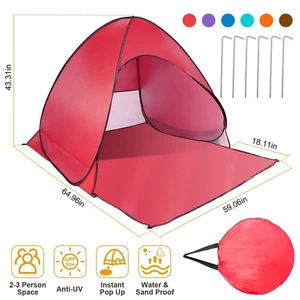 Tienda de Playa Pop Up Parasol Refugio Anti-UV Automático Impermeable Tienda Toldo para - Imagen 1 de 9