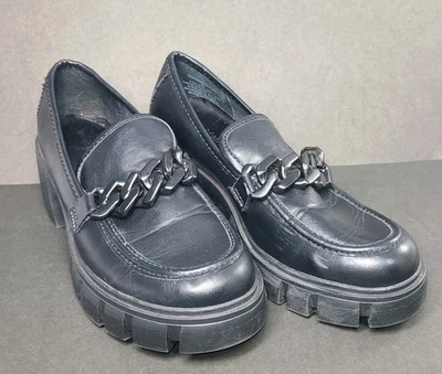 Madden Girl Hoxtonn Zapatos Mujer 8 Medianos Negros Gruesos Plataforma Cadena Mocasines Foto 1 de 4
