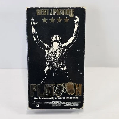 Platoon (VHS 1986) Charlie Sheen Willem Dafoe Tom Berenger (Classic War Movie) - Image 1 of 4