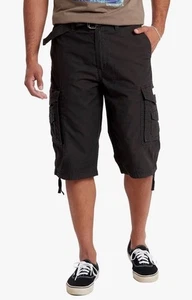 Unionbay Men's Cordova Belted Messenger Cargo Black Short,New Sz 32/15” Inseam - Picture 1 of 7