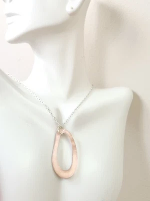 NEW VTG J JILL REVERSIBLE GOLD SPARKLE OR PINK GLOW PENDANT WHITE CHAIN NECKLACE - Image 1 of 4