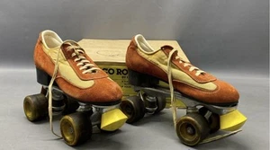Pattini a rotelle Roller Derby discoteca uomo 9 US vintage rosso arancione giallo anni 70 in scatola - Foto 1 di 7