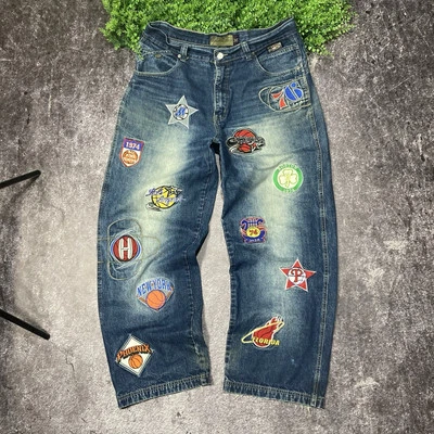 Crazy Vintage Y2K NBA Logo Baggy Dtek Jeans Wide Leg JNCO Size 36 - Image 1 of 4