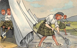 POSTKARTE COMIC MILITÄR ÜBERFLUTET - Bild 1 von 2