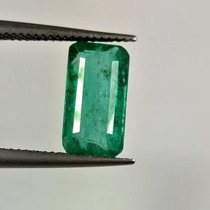 2.13ct Natural Emerald long octagon cut nice green good luster gemstone - Picture 1 of 4