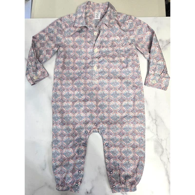 Camisa de vestir Nordstrom bebé niños 12 meses mameluco abotonado una pieza azul rosa  Foto 1 de 4
