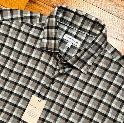 Camisa Peter Millar Corona Cuadros Abotonada Ventana Nueva con Etiquetas $160 Talla Mediana Foto 1 de 4
