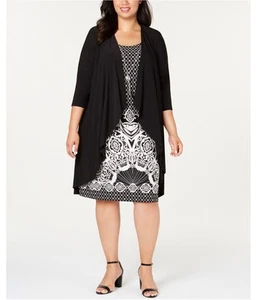 R & M Richards Womens Solid Angled Hem Cardigan Sweater, Black, Plus Size, 20W - Picture 1 of 1