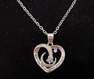 I Love You To The Moon And Back Heart Silver Necklace Gift New - Picture 1 of 4