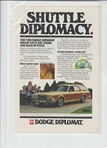 Original 1978 Dodge Diplomat Wagon Magazine Ad "Shuttle Diplomacy" - Bild 1 von 1