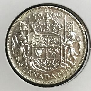 Canada 50 Cents KM 45 XF/AU 1950 Line in "O"