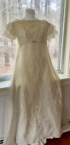 Vestido de novia vintage años 60 70 Bridgerton Regency Empire - Imagen 1 de 9