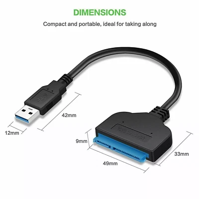 USB 3.0 To SATA 22 Pin 2.5 Inch Hard Disk Drive SSD Adapter Connector Lead Cable - Image 1 of 4