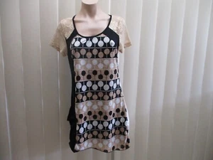 HOLMES & FALLON DRESS NWT S MULTICOLOURED GEOMETRIC, LACE SLEEVES & BODICE - Bild 1 von 12