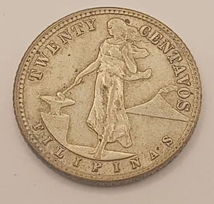 1944 FILIPINAS TWENTY CENTAVOS UNITED STATES OF AMERICA 0.750 SILVER COIN - Picture 1 of 2