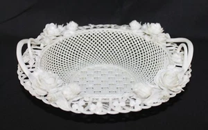 Antiker Belleek (Co Fermanagh) Webkorb. Tolle Delikatesse. C.1950 - Bild 1 von 21