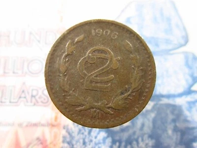Mexico 2 Centavos 1906 Mo Mexicanos World Coin h6986 - Image 1 of 2