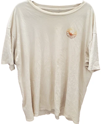 Camisa masculina Hang Ten California XXL bege laranja logotipo oceano praia prancha de surf - Imagem 1 de 4