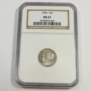 1956 P NGC MS67 - Toned Silver Roosevelt Dime 10c US Coin #52844A - Picture 1 of 2