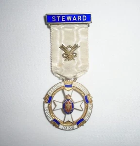 Insignia/medalla/joya Royal MASONIC Inst for Girls Steward 1936 plateada y esmaltada - Imagen 1 de 3