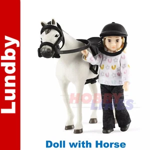 Lundby doll with Horse 60-8090-00 Doll's House Figures 1:18 Sweden - Picture 1 of 11