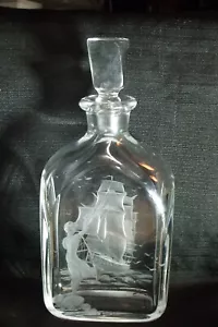 Kjellander (1868-1931) Art Deco Maritim geschliffenes Glas Whisky Dekanter - Bild 1 von 9