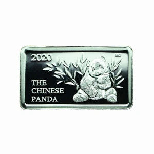 Ghana Panda Silver Ingot Bar Coin 1 Cedi 2020 1g Proof 15x8.5mm 04531 - Picture 1 of 3