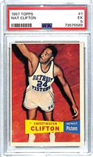 1957 Topps Basketball Card #1 NAT CLIFTON Detroit Pistons PSA Grade 5 EX