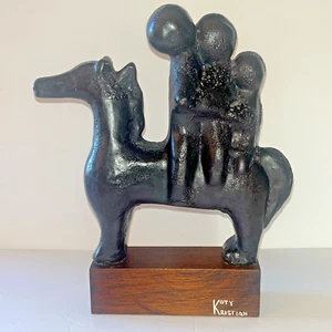 "Vintage Mid-Century Modern SIGNIERTE KERAMIK Skulptur Pferd KOTY KRISTIAN 9""X10,5"" - Bild 1 von 16