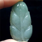 Natural JADE JADEITE PENDANT lce Emerald statue  Amulet Leaf sy01