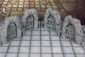 4pc Dry Cavern Dungeonsticks Cave Closed Doorways Walls Map Tile Set Scenery D&D - Picture 1 of 5