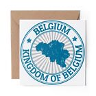1 x Blank Greeting Card Kingdom of Belgium Map Travel Stamp #4728
