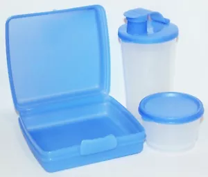 Juego de almuerzo Tupperware 3 piezas 12 oz. Vaso, guardián de sándwiches, taza de bocadillos azul - Imagen 1 de 2