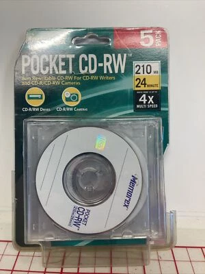 MEMOREX Pocket CD-RW 1 Pack Of 5 210 Mb 24 Min Missing 1 B28 - Image 1 of 3